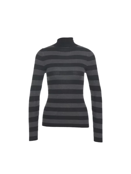 Sweter z golfem Majestic Filatures żakardowy szary