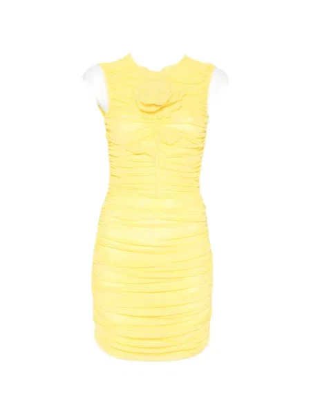 Sukienka mini David Koma z falbankami żółta