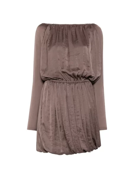 Sukienka midi Saint Laurent garniturowa brązowa