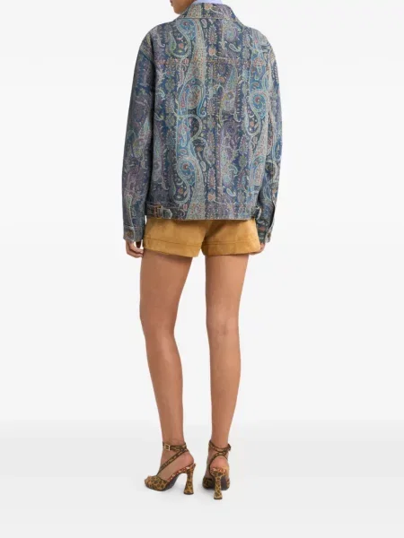 Geacă de blugi Etro cu model floral albastru