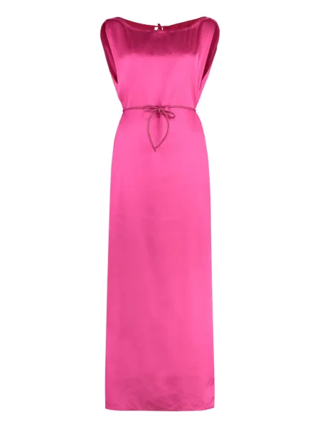 Rochie maxi Yves Salomon din satin de costum roz