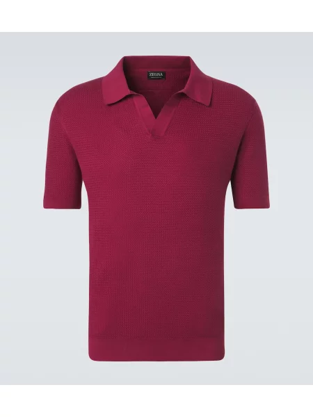 Tricou polo Zegna tricotate roz
