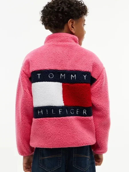 Tommy Hilfiger hanorac cu pentru copii din polar roz