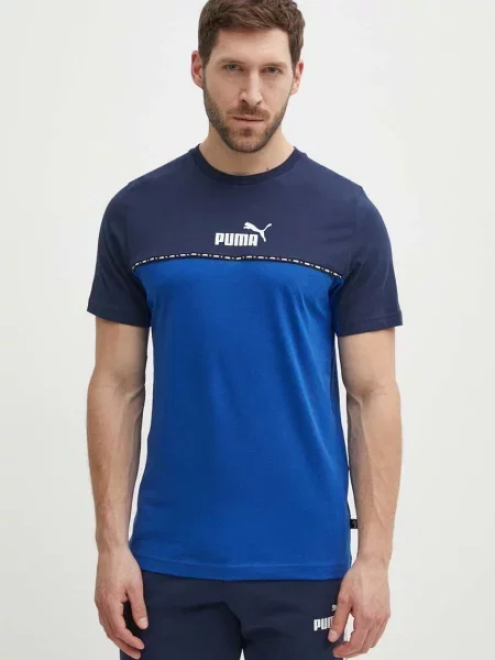 Тениска Puma тъмносиньо с десен синьо