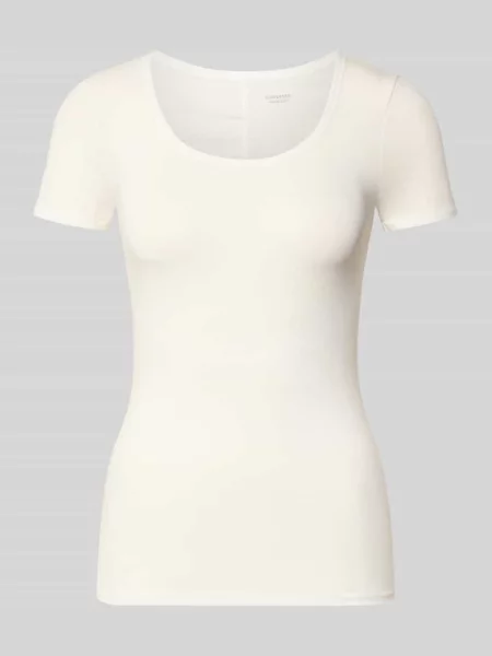 T-shirt o kroju slim fit z mieszanki model Personal' Schiesser biała