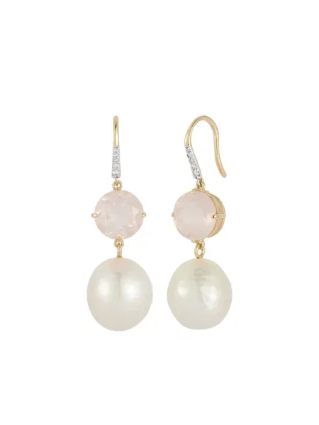 Обеци Mateo с перли розово