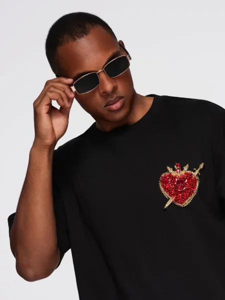 Tricou Ombre cu aplicații negru