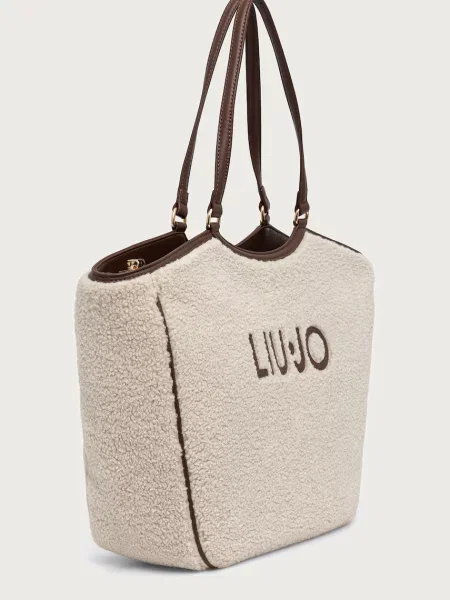 Geantă shopper Liu Jo din piele de oaie bej