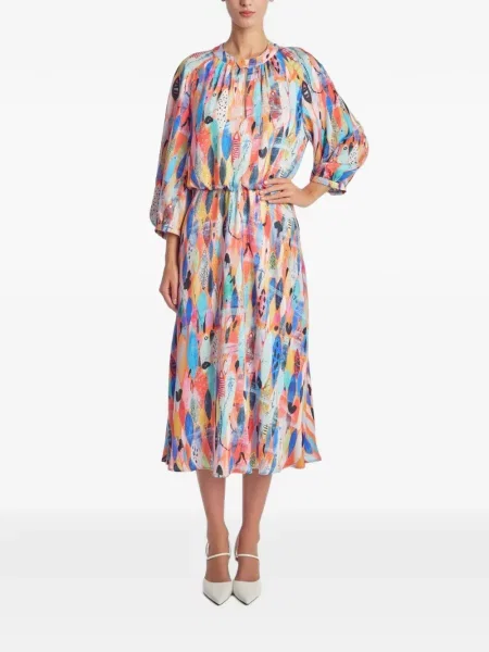 Rochie midi Irina Schrotter cu imagine cu imprimeu abstract albastru