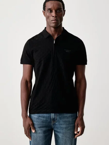 Tricou polo Boss Green negru
