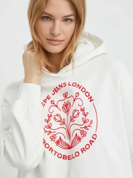 Bluza z kapturem Pepe Jeans Haria biało-czerwona XS biała