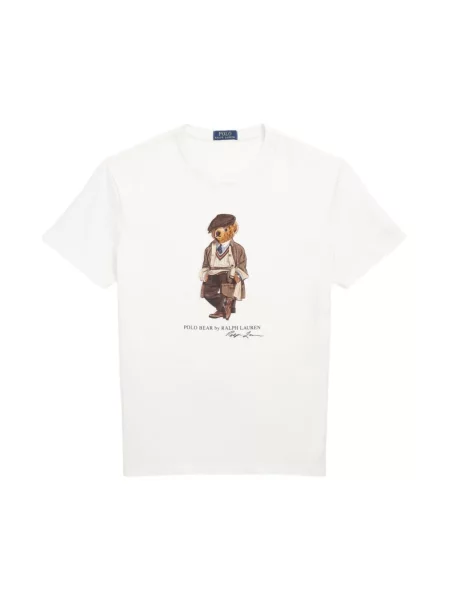 Polo Ralph Lauren T-shirt niestandardowy krój slim fit Mężczyźni nadruk S biały