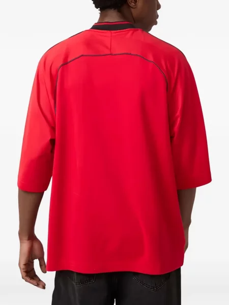 Top Adidas cu dungi cu broderie roșu