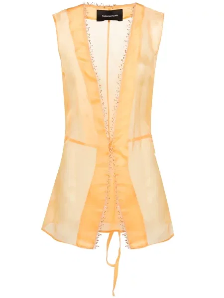 Top Fabiana Filippi de mătase transparente portocaliu