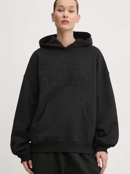 Суичър с качулка Rotate с качулка с апликация черно