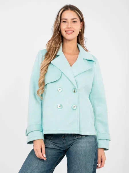 Gulerat haină de mazăre Factory Price scurt turcoaz