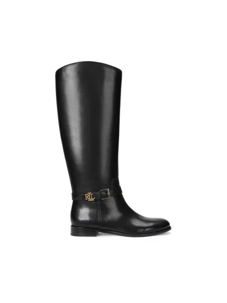 Kozaki skórzane z aplikacją z logo model ‘BROOKE’ Lauren Ralph Lauren czarne