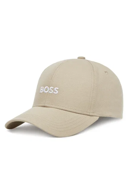 Шапка с козирка BOSS с апликация бежово