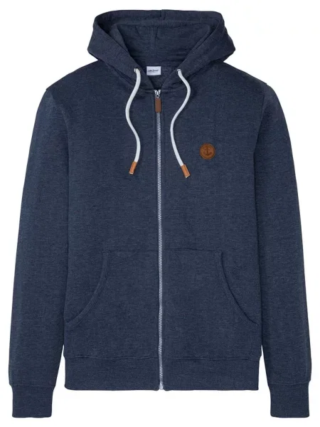 Bluza rozpinana z kapturem z detalami z imitacji skóry niebieska