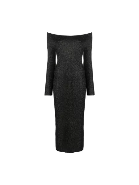 Sukienka Khaite z odkrytymi ramionami wełniana z długim rękawem szara