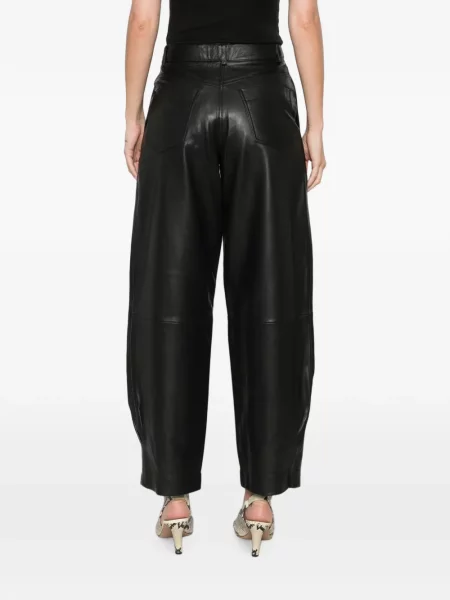 Pantaloni Sessun din piele conici negru