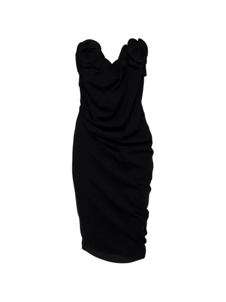 Rochie midi Magda Butrym cu model floral cu aplicații drapată negru