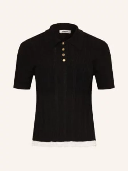 Sandro Dzianinowa Koszulka Polo schwarz czarne