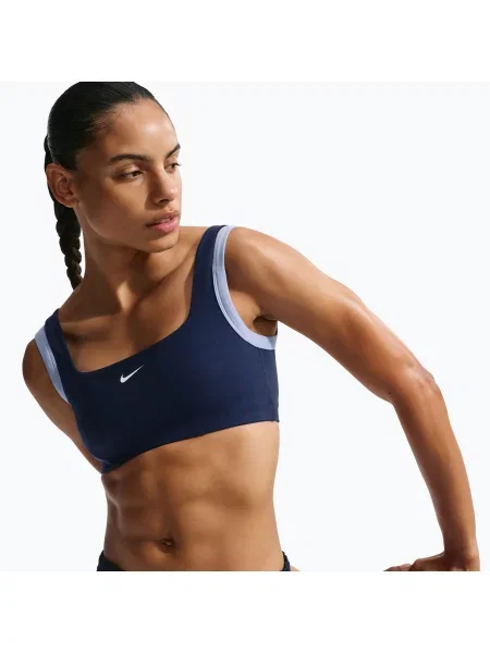 Спортен сутиен Nike One Light Support midnight navy/aluminium/white бяло