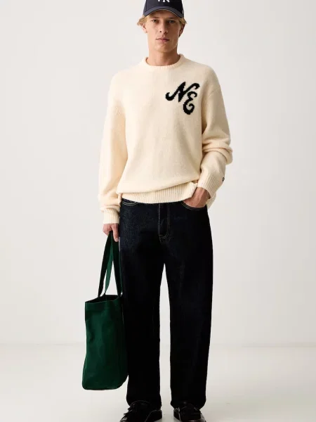 New Era pulover cu amestec de lână bej