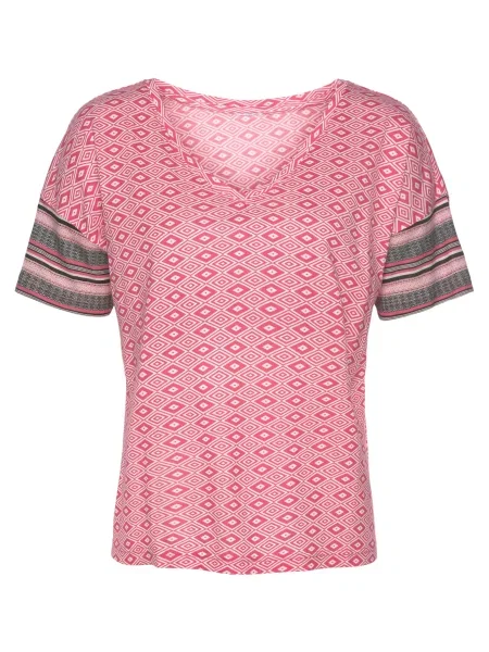 VIVANCE Bluză de noapte Dreams roz zmeură / negru alb