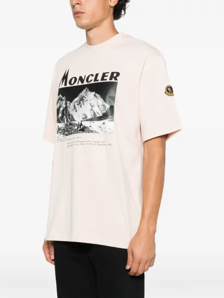 Μπλούζα Moncler με σχέδιο από ζέρσεϋ ροζ