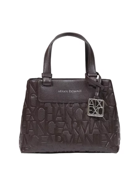 Armani Exchange torebka tote z imitacji skóry brązowa