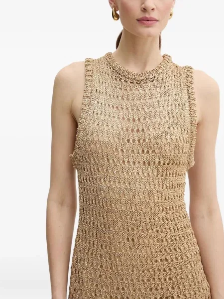Rochie fără mâneci Simona Corsellini fără mâneci tricotate de costum maro