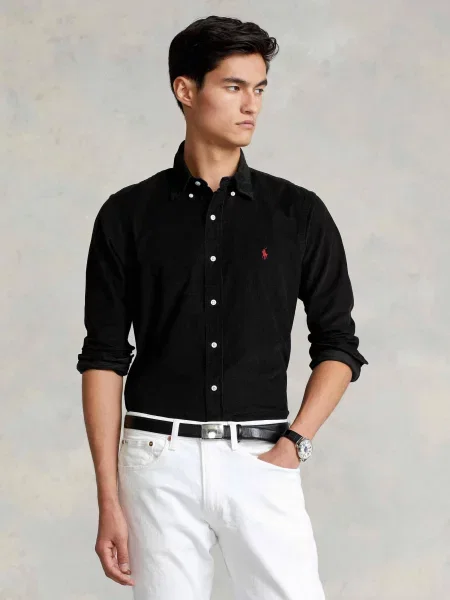 POLO RALPH LAUREN Cămașă | Custom fit | catifea reiată negru