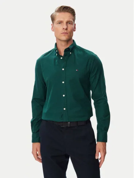 Tommy Hilfiger Koszula Flannel Solid ciemny zielony