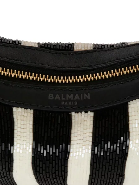 Geantă de mână Balmain cu dungi cu mărgele negru