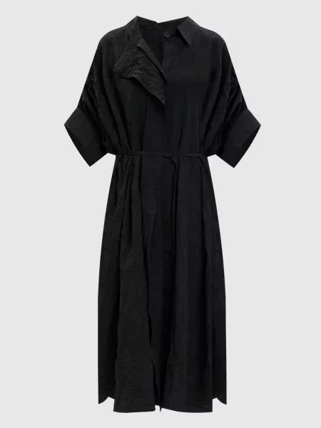 Сукня-сорочка міді з ефектом жатки Juun.j чорна