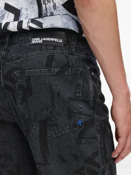 Blugi Karl Lagerfeld Jeans cu imagine negru