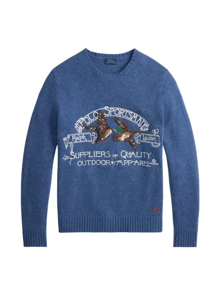 Polo Ralph Lauren sweter z dodatkiem wełny niebieski