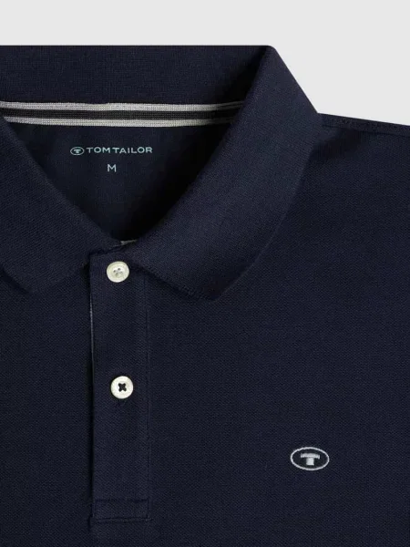 Koszulka polo o kroju regular fit z wyhaftowanym logo model ‘BASIC’ Tom Tailor granatowa