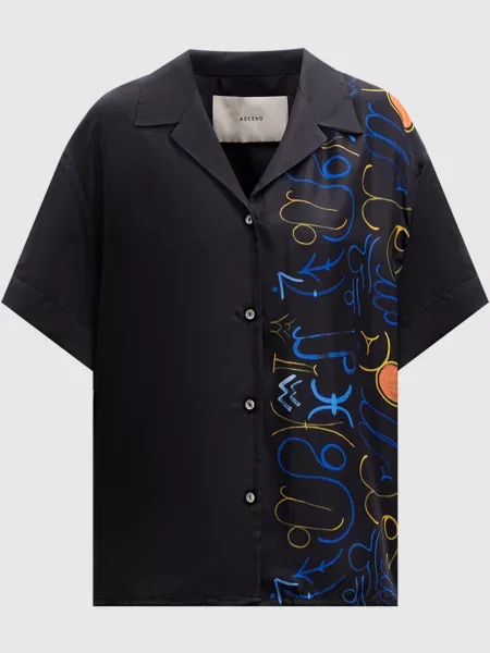 Блуза Prague із шовку з принтом Asceno чорна