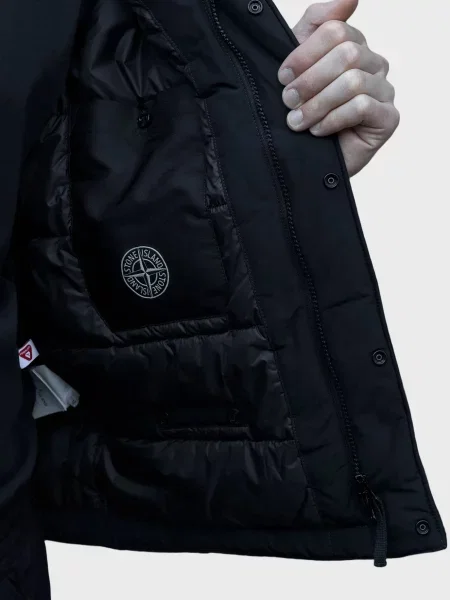 Куртка Stone Island из твилла с камнями черная