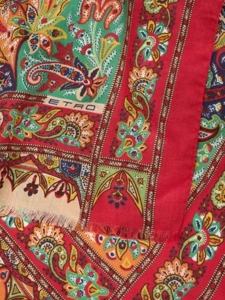 Κασκόλ Etro με κρόσσια κασμίρ paisley κόκκινο
