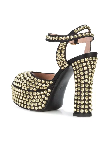 Sandale Moschino cu platformă cu tepi negru