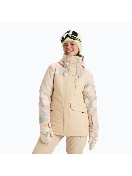 Női snowboard dzseki ROXY Dawnrae Parka pebble swirl. Méret: S bézs