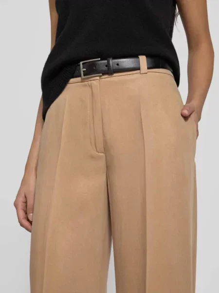 HUGO spodnie szerokie high waist beżowy