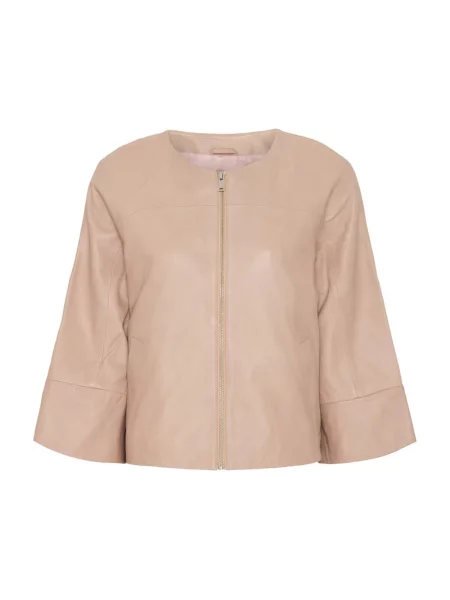 Krótka kurtka skórzana Btfcph beżowa