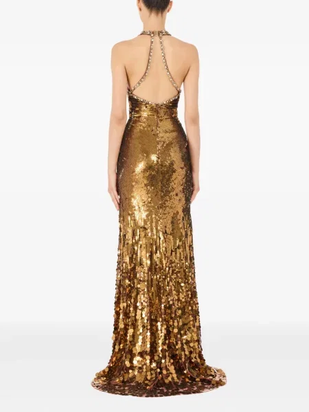 Rochie maxi Jenny Packham cu paiete de costum auriu