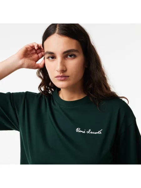 Lacoste T-Shirt Z Okrągłym Dekoltem Relaxed Fit czarny