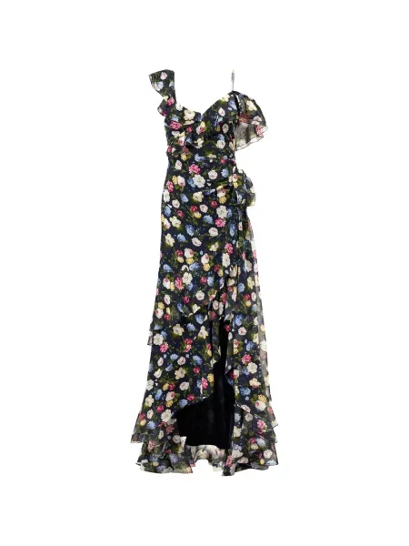 Rochie Carolina Herrera de mătase cu model floral cu imagine albastru